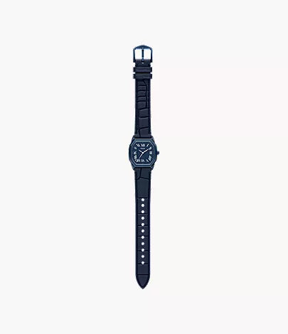 Harlow 27mm Three-Hand Navy Leather Watch
