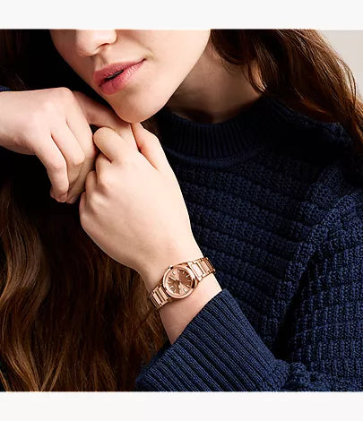 Everett 27mm Three-Hand Rose Gold-Tone Stainless Steel Watch