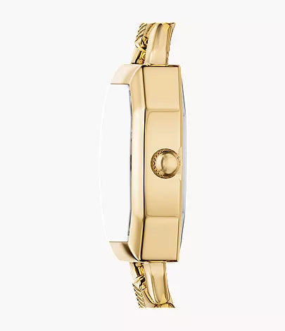 Harlow 22mm Three-Hand Black Leather and Gold-Tone Stainless Steel Watch