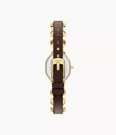 Harlow 22mm Three-Hand Brown Leather and Gold-Tone Stainless Steel Watch