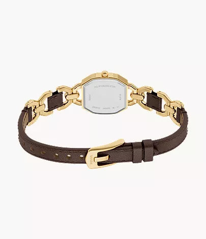 Harlow 22mm Three-Hand Brown Leather and Gold-Tone Stainless Steel Watch