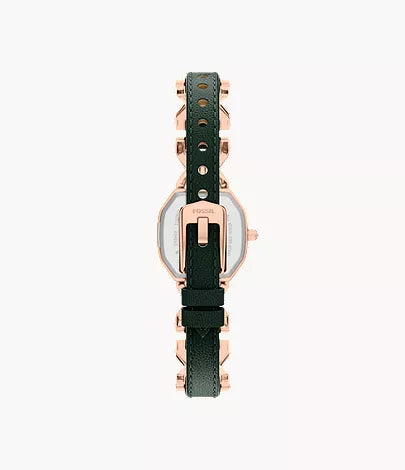 Harlow 22mm Three-Hand Green Leather and Rose Gold-Tone Stainless Steel Watch