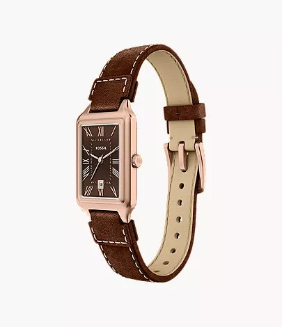Raquel 23mm Three-Hand Date Brown Leather Watch