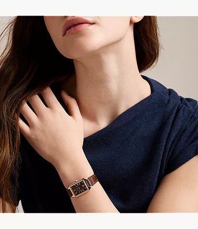 Raquel 23mm Three-Hand Date Brown Leather Watch