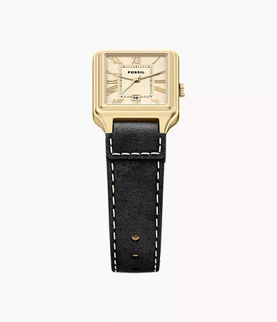 Raquel 23mm Three-Hand Date Black Leather Watch