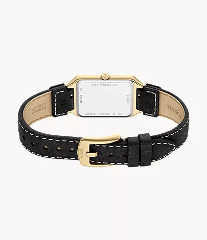 Raquel 23mm Three-Hand Date Black Leather Watch
