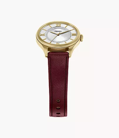 Gilmore 28mm Three-Hand Red Leather Watch