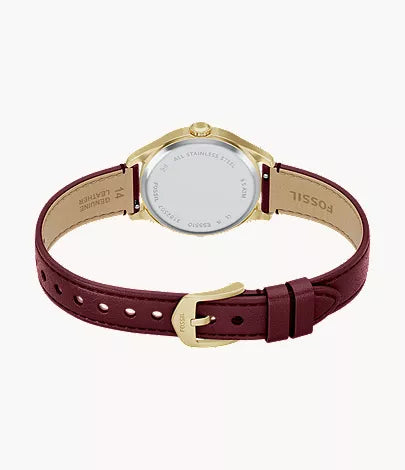 Gilmore 28mm Three-Hand Red Leather Watch