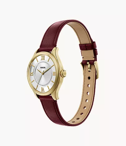 Gilmore 28mm Three-Hand Red Leather Watch