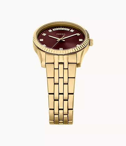 Scarlette 34mm Three-Hand Day-Date Gold-Tone Stainless Steel Watch