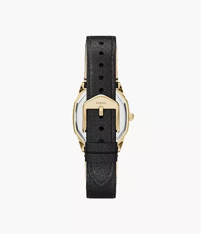 Harlow 27mm Three-Hand Black Leather Watch and Bracelet Set