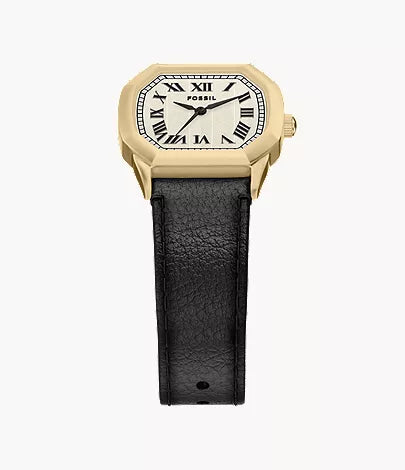 Harlow 27mm Three-Hand Black Leather Watch and Bracelet Set