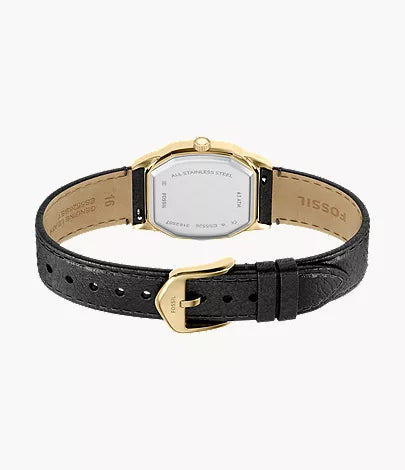 Harlow 27mm Three-Hand Black Leather Watch and Bracelet Set
