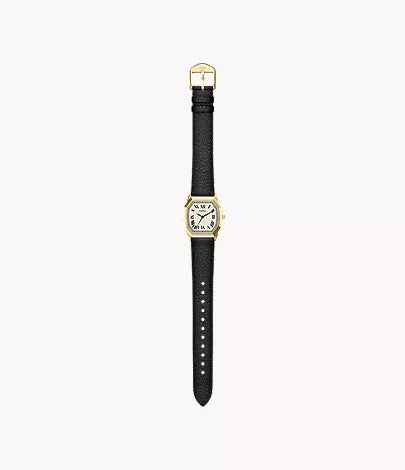 Harlow 27mm Three-Hand Black Leather Watch and Bracelet Set