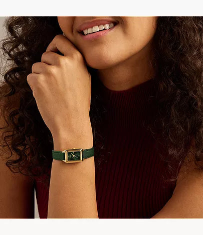 Raquel 18mm Three-Hand Green Leather Watch