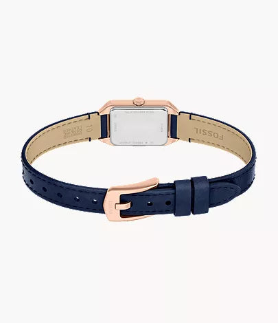 Raquel 18mm Three-Hand Blue Leather Watch
