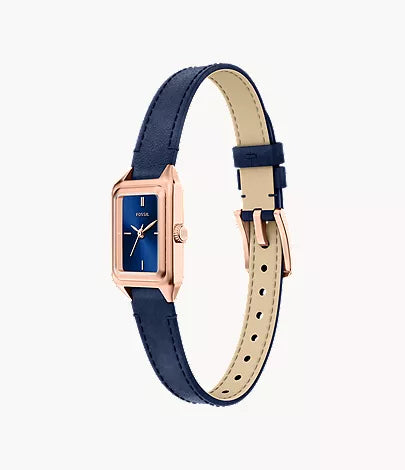 Raquel 18mm Three-Hand Blue Leather Watch
