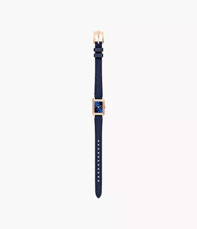 Raquel 18mm Three-Hand Blue Leather Watch