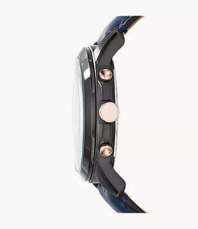 Grant 44mm Chronograph Navy Leather Watch