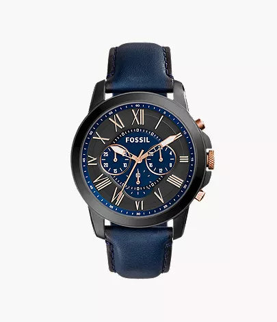 Grant 44mm Chronograph Black Leather Watch N9