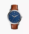 Minimalist 44mm Three-Hand Light Brown Leather Watch