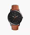 Minimalist 44mm Three-Hand Light Brown Leather Watch Z0