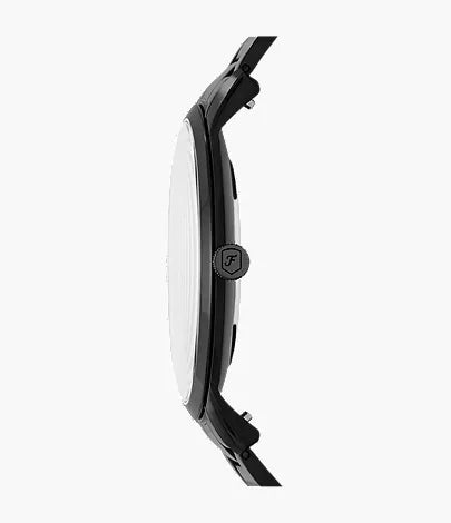Minimalist 44mm Three-Hand Black Stainless Steel Watch