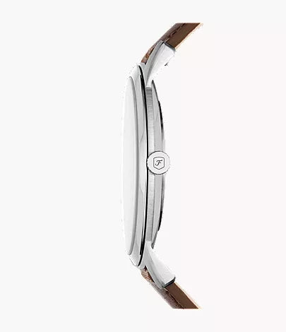 Minimalist 44mm Three-Hand Brown Leather Watch