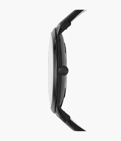 Minimalist 44mm Two-Hand Black Leather Watch