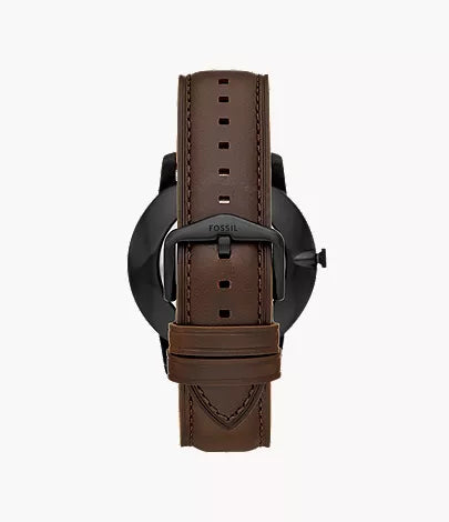 Minimalist 44mm Three-Hand Brown Leather Watch
