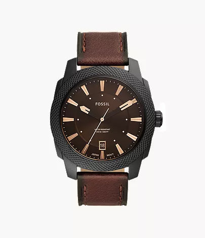 Machine 49mm Three-Hand Date Dark Brown LiteHide™ Leather Watch