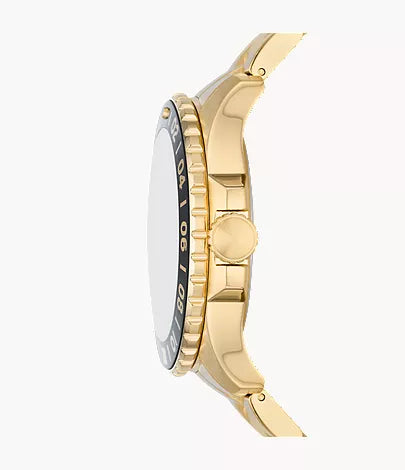Fossil Blue GMT 46mm Gold-Tone Stainless Steel Watch