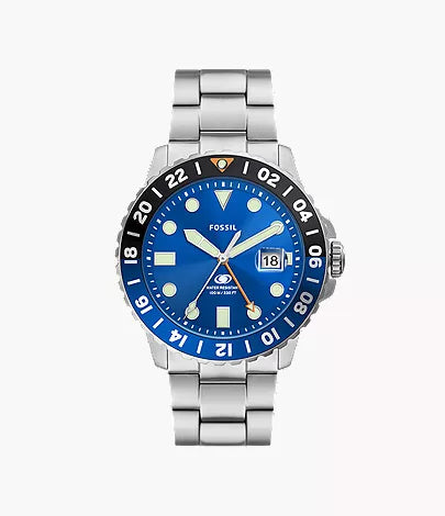 Fossil Blue GMT 46mm Gold-Tone Stainless Steel Watch I1