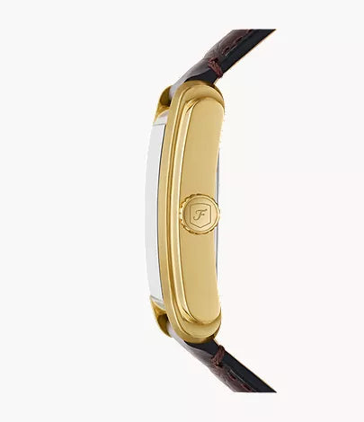 Carraway 30mm Three-Hand Brown Croco Leather Watch