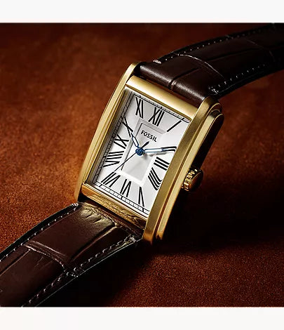 Carraway 30mm Three-Hand Brown Croco Leather Watch