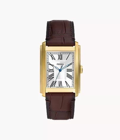 Carraway 30mm Three-Hand Brown Croco Leather Watch