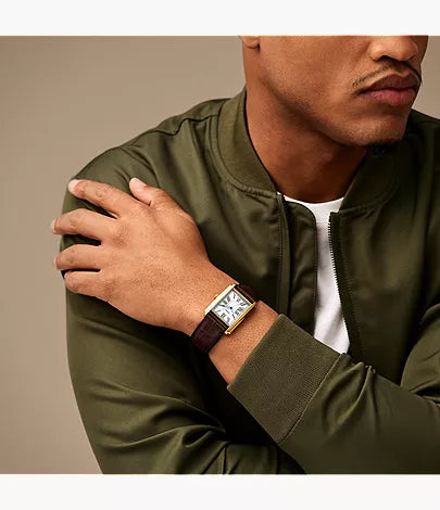 Carraway 30mm Three-Hand Brown Croco Leather Watch