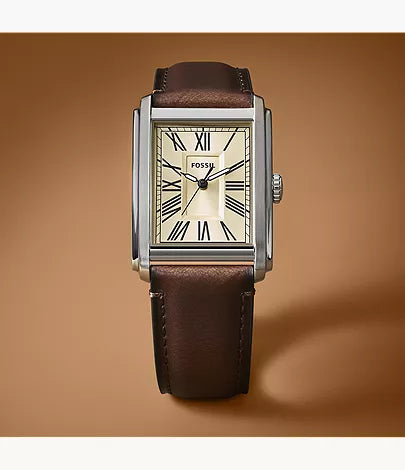 Carraway 30mm Three-Hand Brown Leather Watch