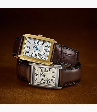 Carraway 30mm Three-Hand Brown Leather Watch