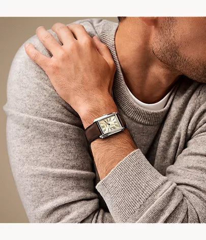 Carraway 30mm Three-Hand Brown Leather Watch
