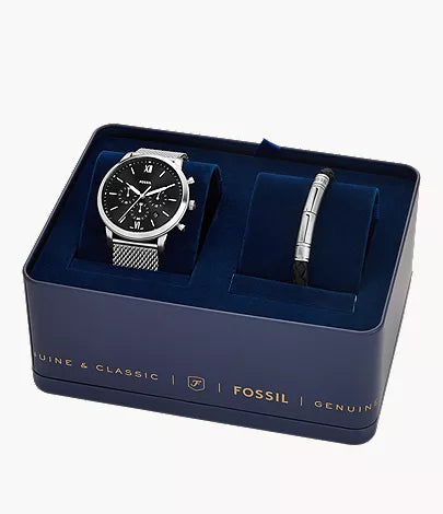 Neutra 44mm Chronograph Stainless Steel Mesh Watch and Bracelet Box Set