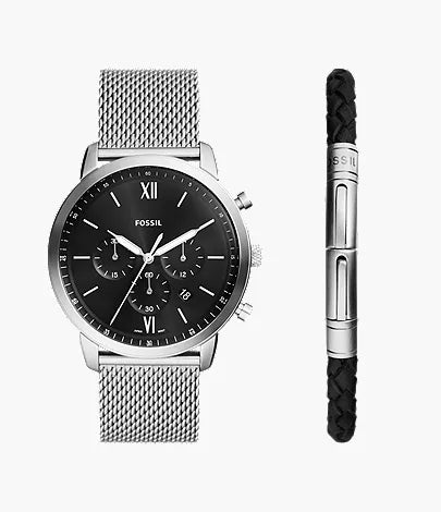 Neutra 44mm Chronograph Smoke Stainless Steel Mesh Watch V5