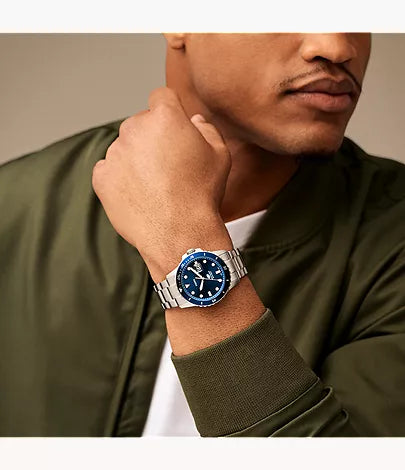 Fossil Blue Dive 42mm Three-Hand Date Stainless Steel Watch