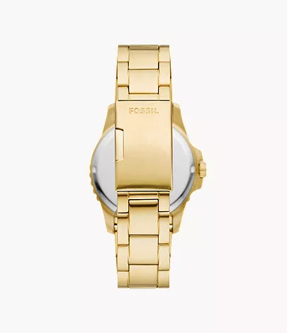 Fossil Blue Dive 42mm Three-Hand Date Gold-Tone Stainless Steel Watch