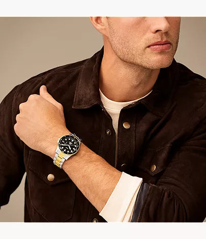 Fossil Blue Dive 42mm Three-Hand Date Two-Tone Stainless Steel Watch