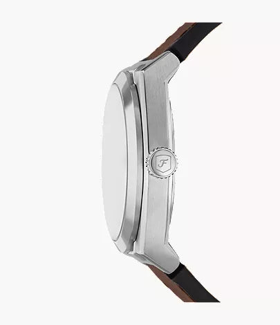Everett 42mm Three-Hand Date Brown Leather Watch