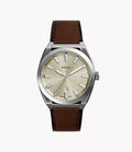 Everett 42mm Three-Hand Date Brown Leather Watch