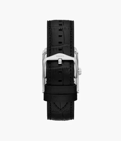 Carraway 30mm Three-Hand Black Croco Leather Watch