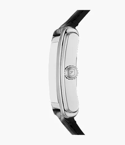 Carraway 30mm Three-Hand Black Croco Leather Watch
