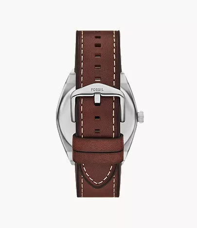 Everett 42mm Three-Hand Date Brown Leather Watch and Bracelet Set